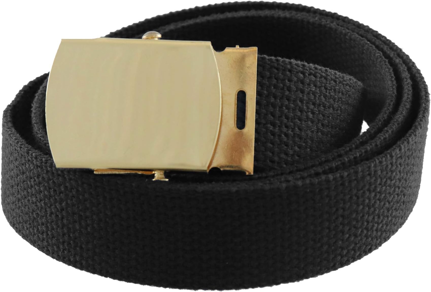 Canvas Military Cargo Belt with Brass Buckle - Durable Cotton Webbing - Casual, Outdoors, Golf – Trim-to-Fit