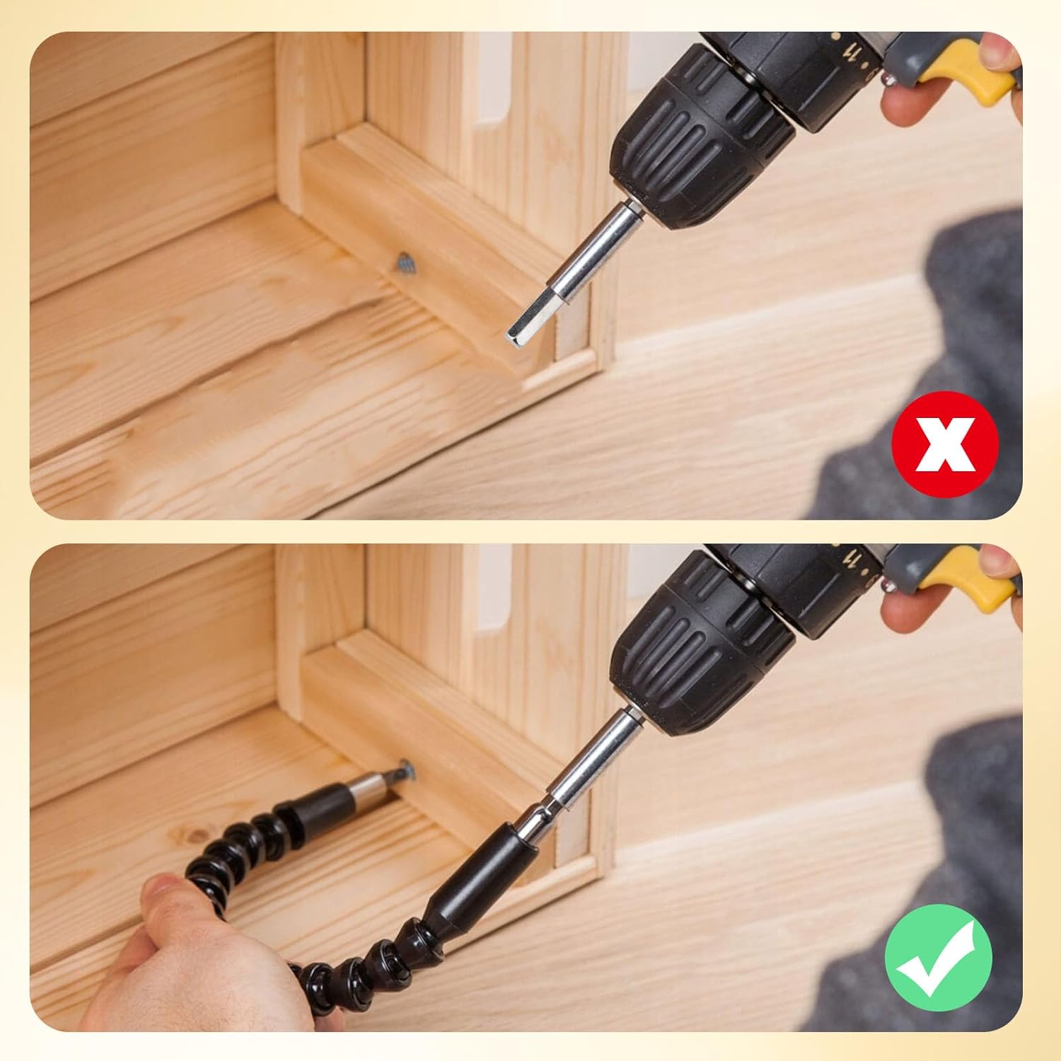 Rongon 5Pcs Flexible Drill Bit Extension Set Heavy Duty Bendable Drill Attachments 360° Rotating Bendable Drills Bit, Flexible Screwdriver Extension for Connect Drive Shaft Tip Drill Bit Kit Adaptor