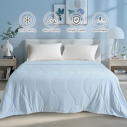 Miniatura 14 de PHF Manta refrescante suave tamaño individual para personas que duermen con calor y sudores nocturnos, manta transpirable acogedora de verano