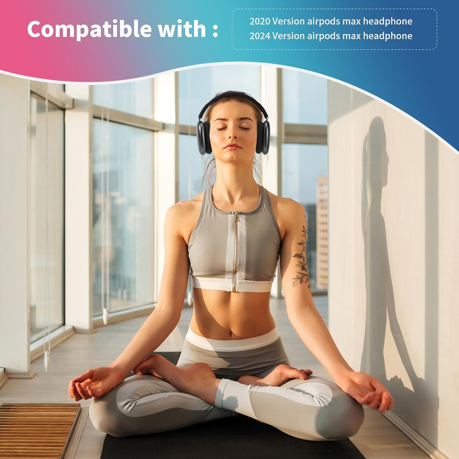 Damex mesh Fabric earpads for airpods max Ear Cushions,Compatible with airpods max Ear Pads(2024 Version),Noise Cancelling, Breathable,Magnetic mounting, not Falling Off (red-Blue) - Image 2