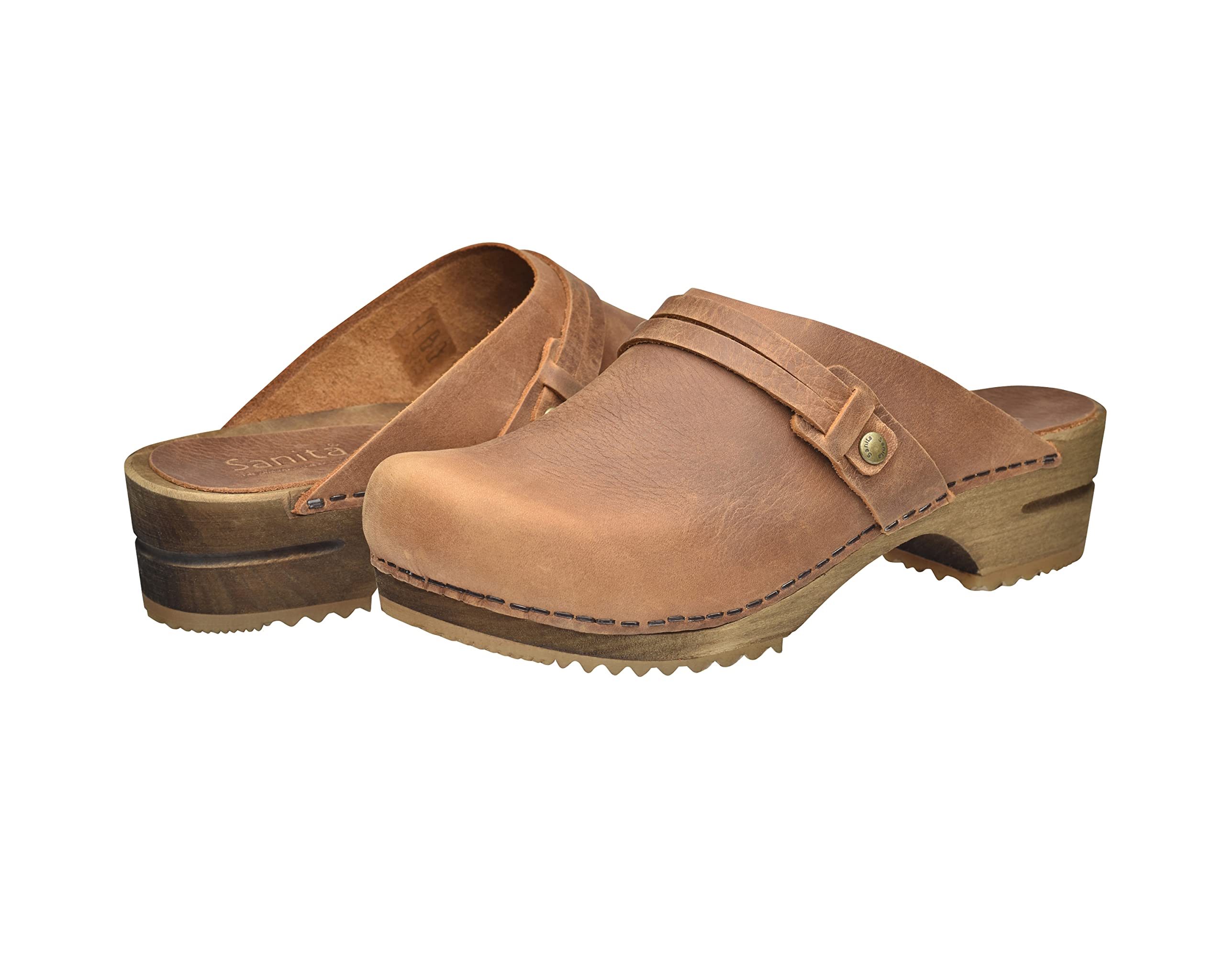 Sanita Ursana Mule Clog | Original Handmade Wooden Leather Clog for Women | Sustainable sole