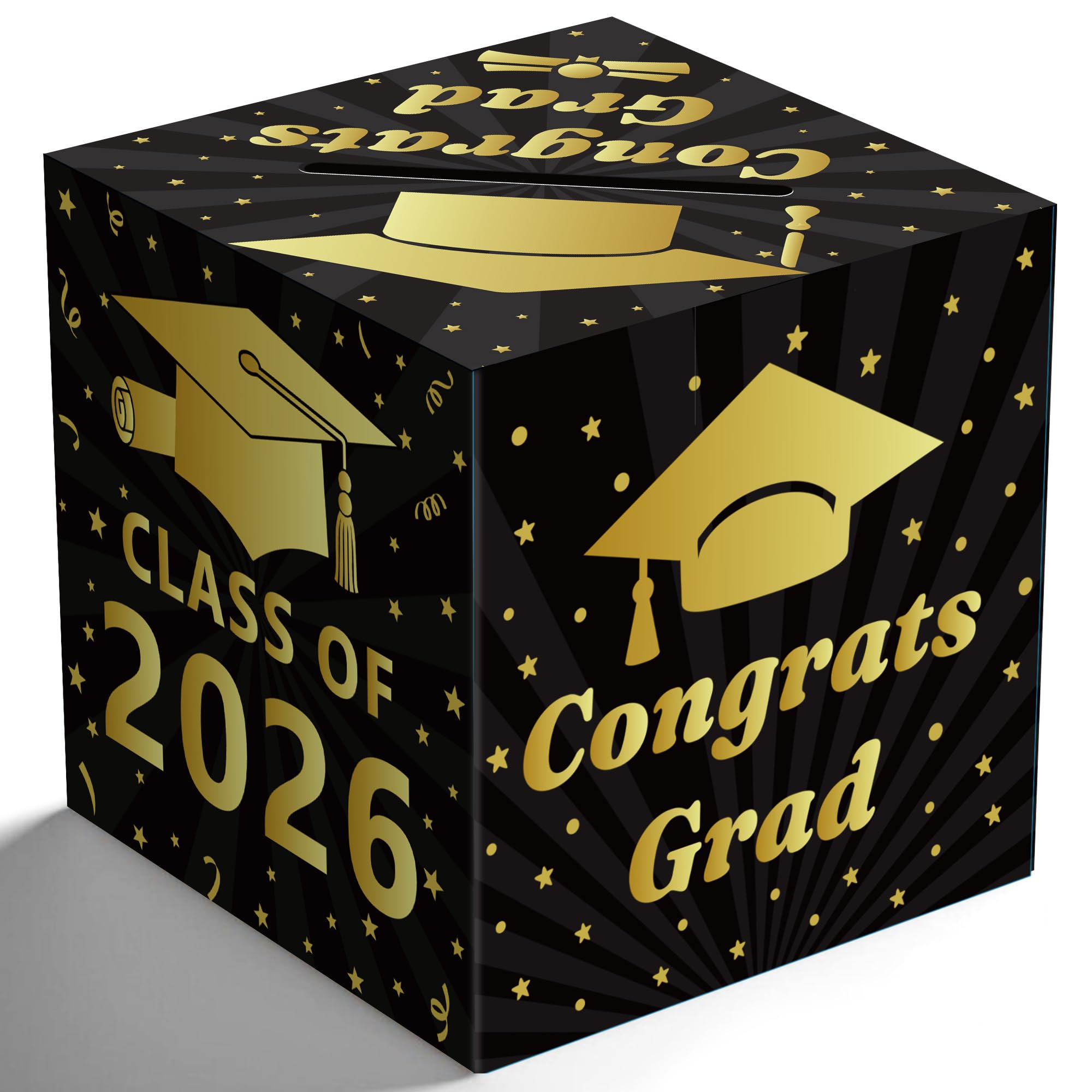 OHOME Graduation Decorations 2026 2027- Black Gold Graduation Card Box for Graduation Decorations Class of 2026 - Graduation Party Decorations Decor Supplies Favors,Graduation Centerpieces 2026