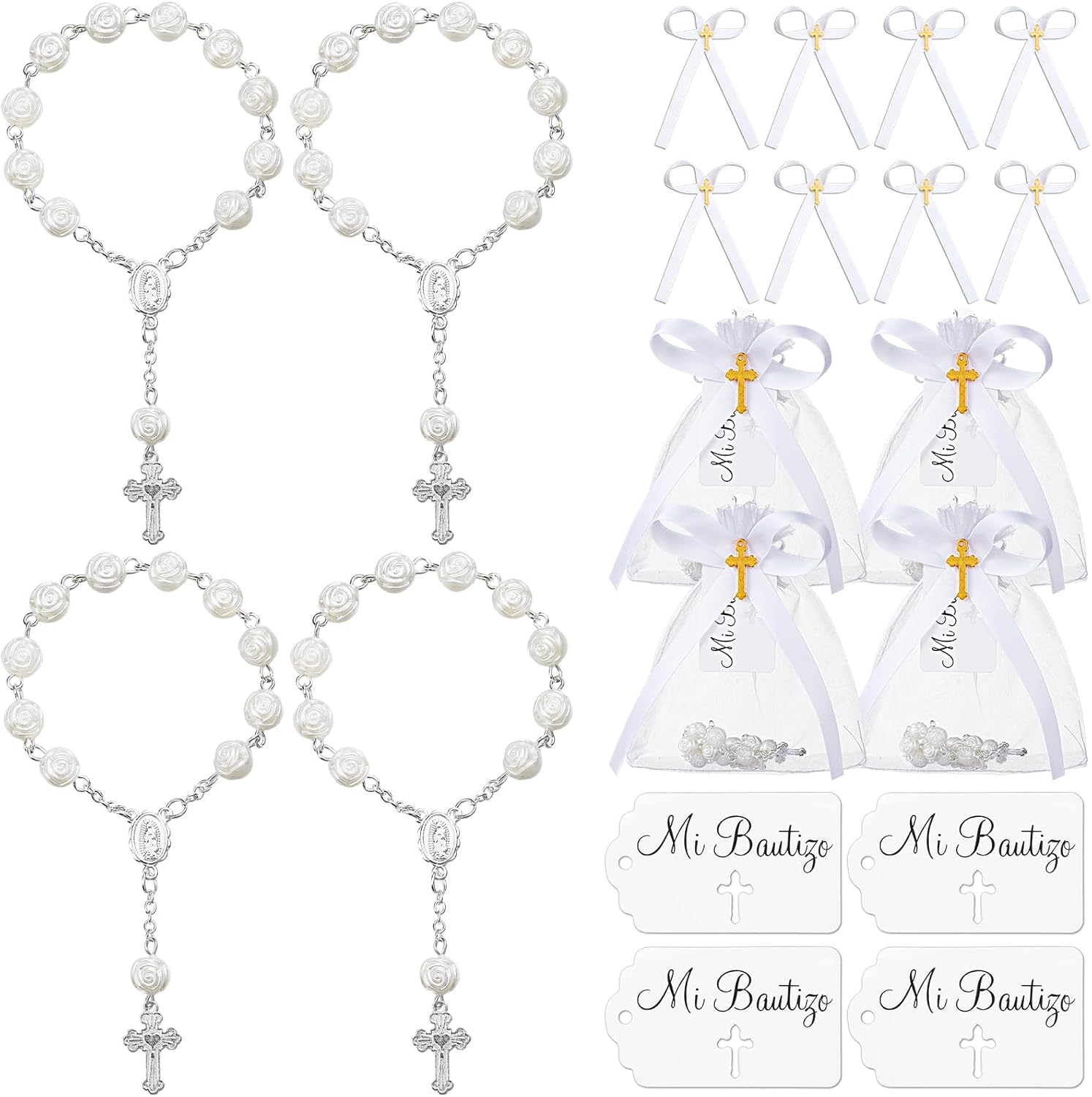 Cunno 50 Set Rosary Baptism Party Favors for Kids Rosary