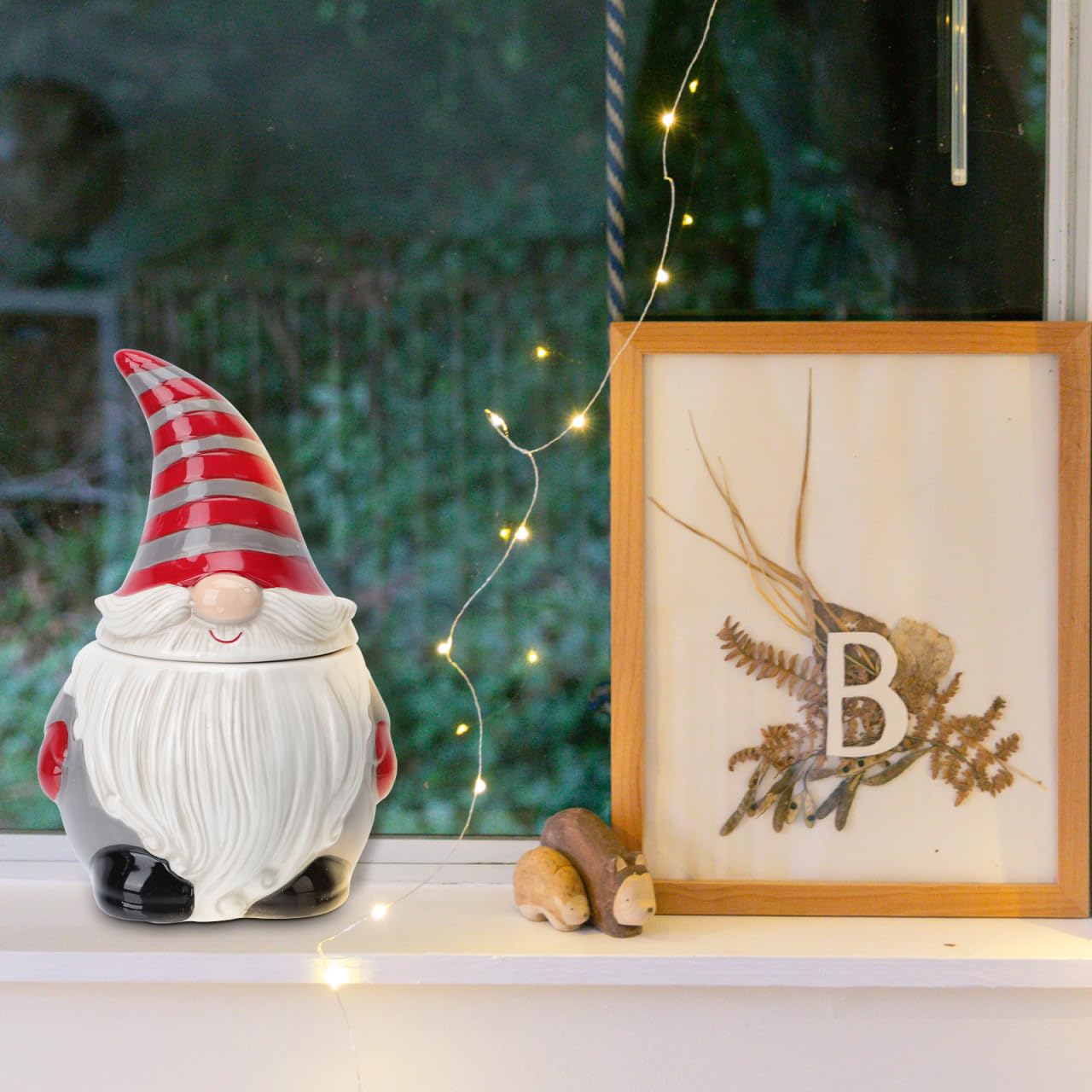 Angoily Pot À Biscuits De NoëL En CéRamique Avec Couvercle Gnome BoîTe À Bonbons Conteneur De Stockage Cadeaux De NoëL DéCoration Maison Pot De Stockage PèRe RéSistant À L'Humidité Pour Biscuits