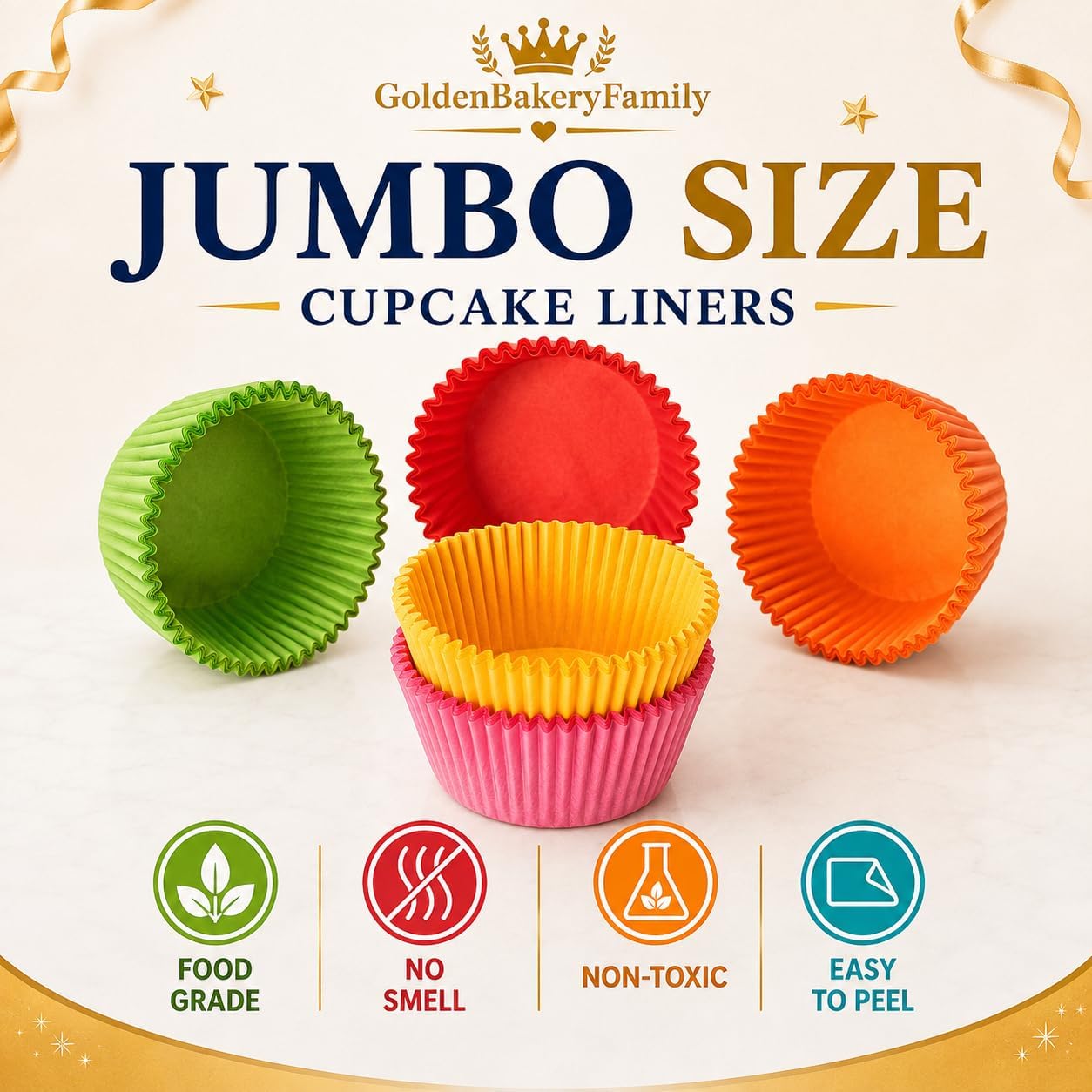 Jumbo Cupcake Liners,300 pcs Rainbow Muffin Liners Baking Cups for Baking