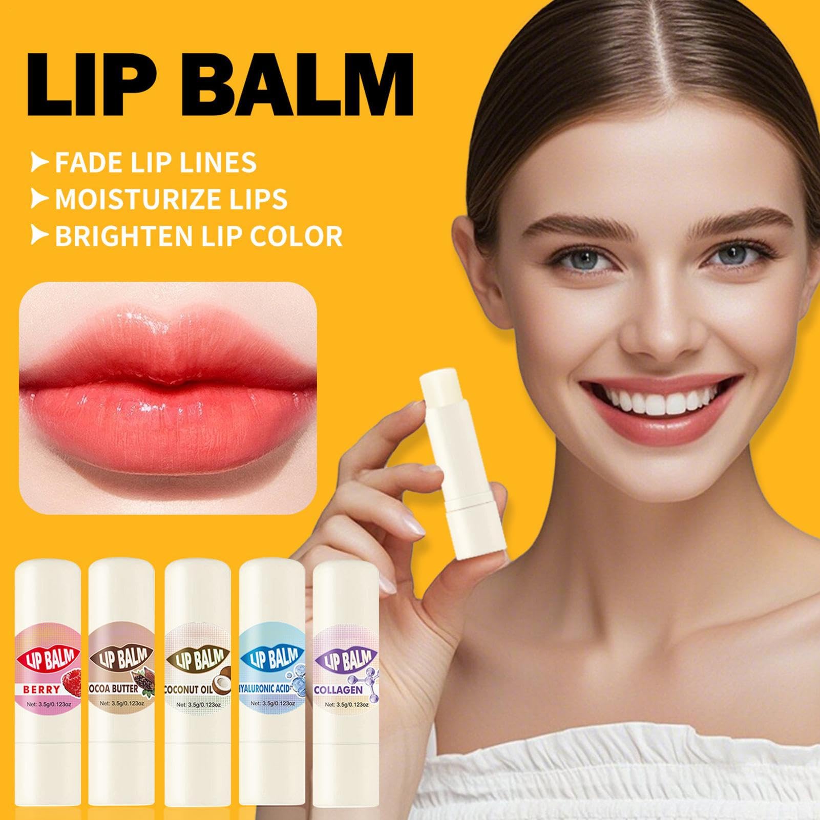 Balsamo Idratante per Labbra 5 Pezzi Crema Volumizzante Nutriente