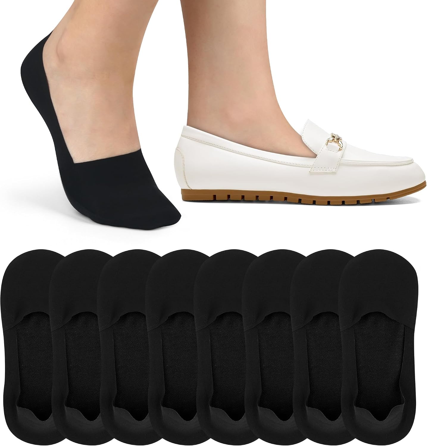 No Show Socks for Women Non-Slip Thin Loafers Footies Socks
