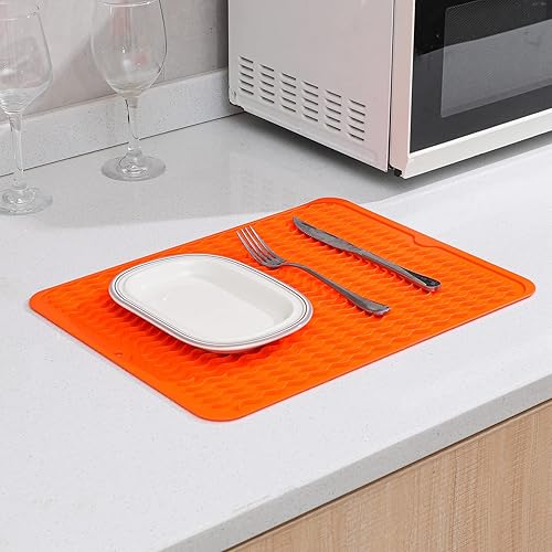 Miniatura 987 de Tapete de silicona para secado de platos para múltiples usos, fácil de limpiar, ecológico, resistente al calor, tapete de silicona para encimera