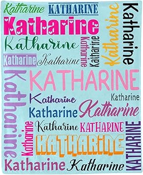 Personalized Blanket for Kids Adults Personalized Name Blanket Custom Blanket with Name Personalized Gifts for Christmas Birthday Valentines Day Mothers Fathers Day (Light Blue&Colorful, 30"x40")