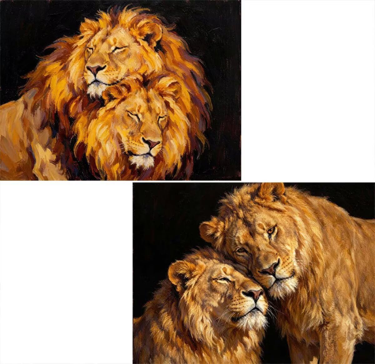 Lew zestaw 2 szt. do malowania diamentowego 5D dla dorosłych, 135 x 100 cm