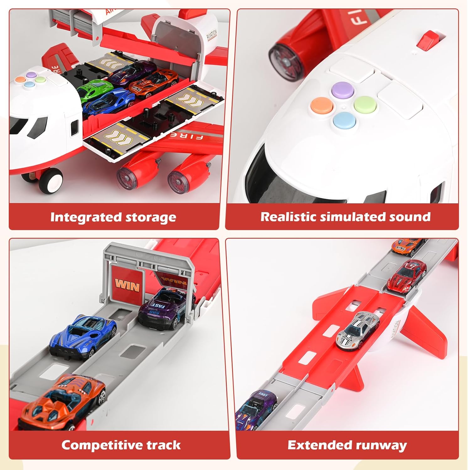 Airplane Race Track Kids Toys with Lights and Sound,Foldable 4 Layer Track Toy Set,Aairplane with Game Mat, Airplane Racing Cars,Christmas Birthday Gifts for Age 3 4 5 6+Years Old Boys Girls