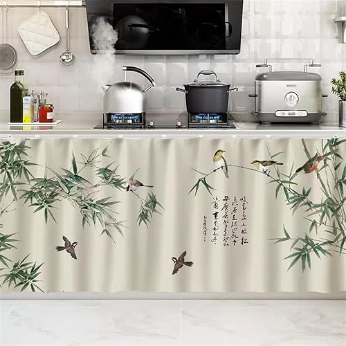 Miniatura 8 de Cortinas cortas para cocina, estante de gabinete, a prueba de polvo, cortina opaca para café debajo del fregadero, falda para baño, lavandería,