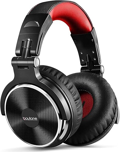 Miniatura 2 de Boytone BT-10RD - Auriculares con cable sobre la oreja, monitor de estudio y mezcla de auriculares estéreo para DJ con controladores de 1.969 in y