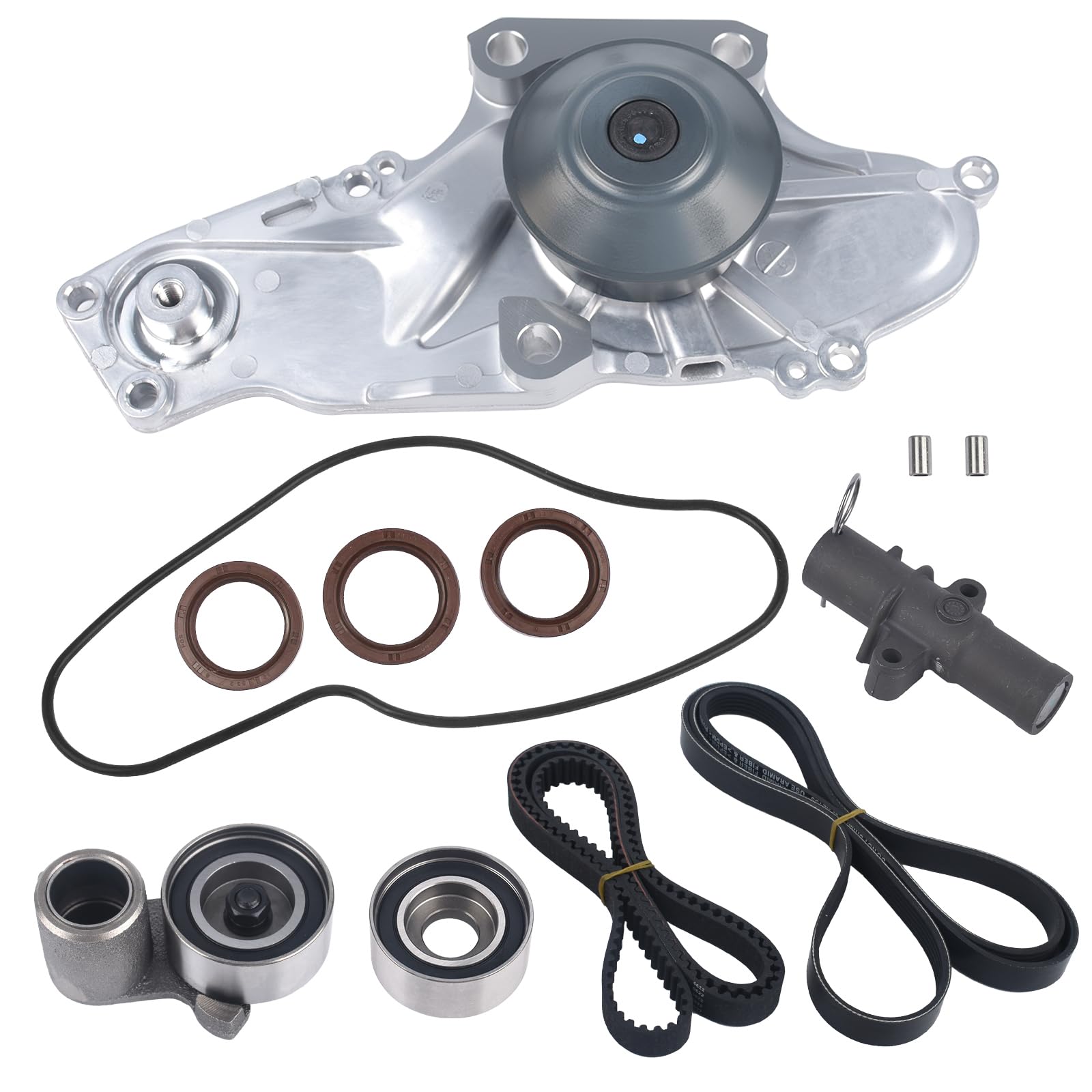 KUSATEC TKH002 - Kit de correa de distribución de motor con bomba de agua para Acura MDX RDX RL TL TSX ZDX; Honda Accord Crosstour Odyssey Pilot Ridgeline; Saturn Vue 3.0L 3.5L 3.7L; TCKWP329 19200