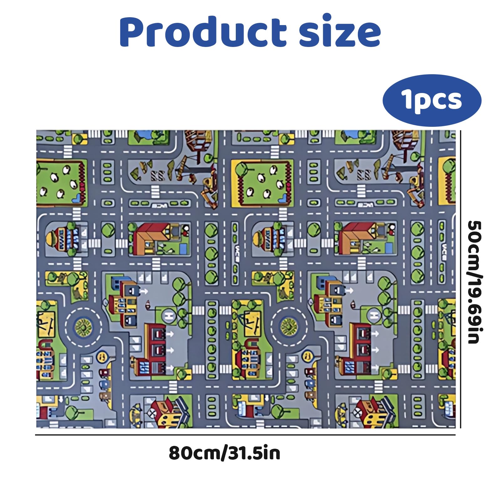 SrgPui Car Play Mat, 50 x 80 cm Car Rug, Non-Slip Floor Mat, Ideal for Imaginative Scenes and Educational Display - Image 3