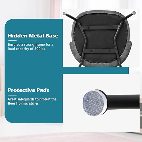 Miniatura 5 de Giantex Juego de 2 sillas de comedor modernas de terciopelo, cómodas sillas de escritorio para sala de estar, dormitorio, sillas de comedor