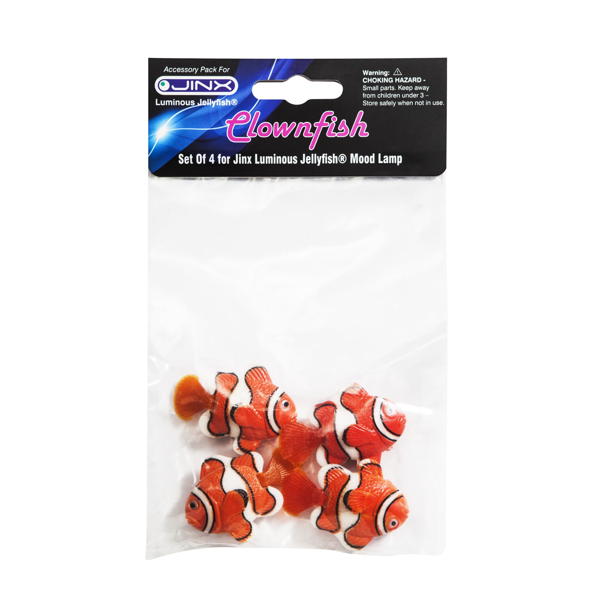 Clownfish Accessory Pack for JINX Luminous Jellyfish Lamp, Realistic Marine Fish Ornaments with Vibrant Colours for Ocean-Themed Mood Lamp (Set of 4) (Lamp Not Included)