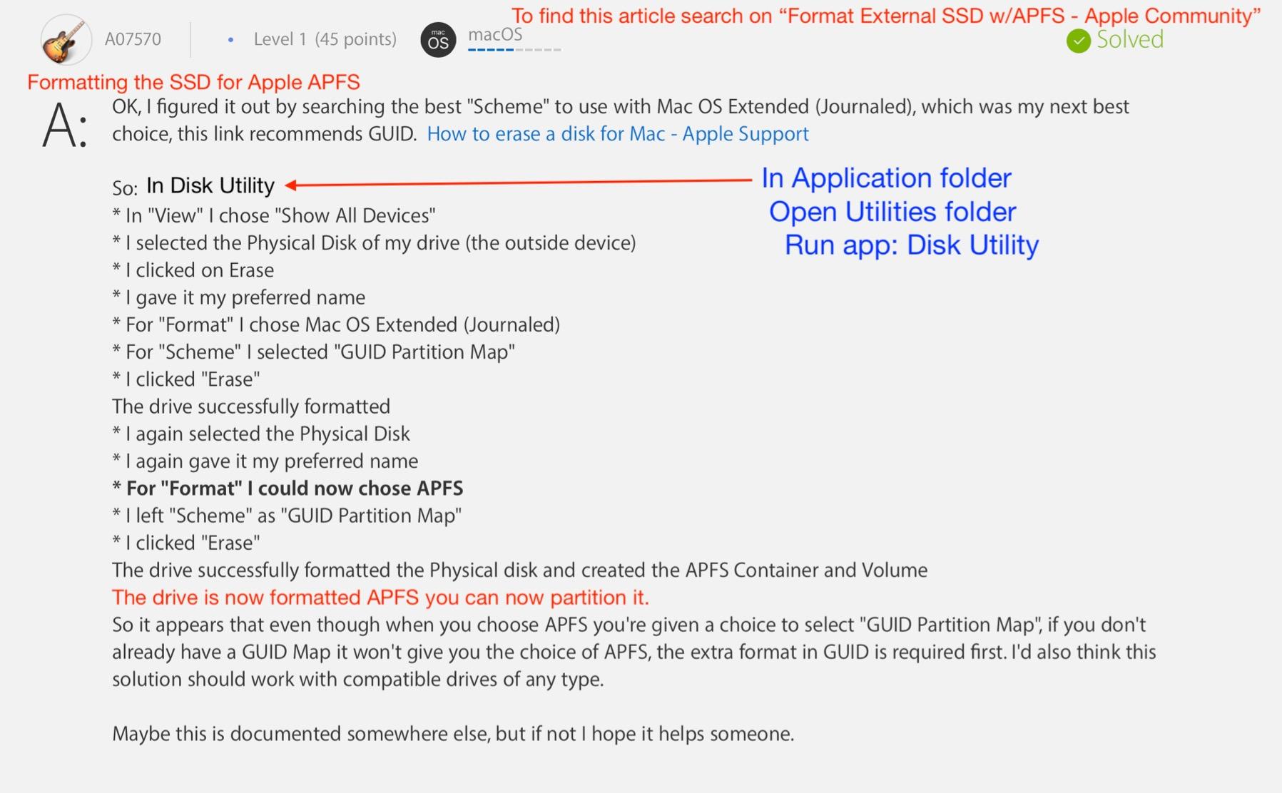 Tricky to format (APFS) or Partition SSD on a Apple Macintosh