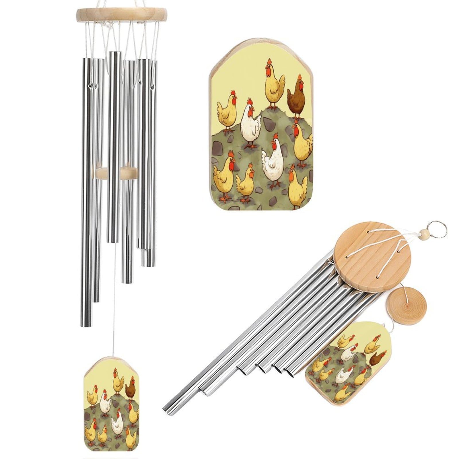 A Brood of Chickens Wind Chime-Outdoor-Garden Decors. Aluminium Wind Chimes to Melodic Tones .Memorial Wind Chime for Garden Yard Porch, Good Gifts for Women Mom Grandma Wife.