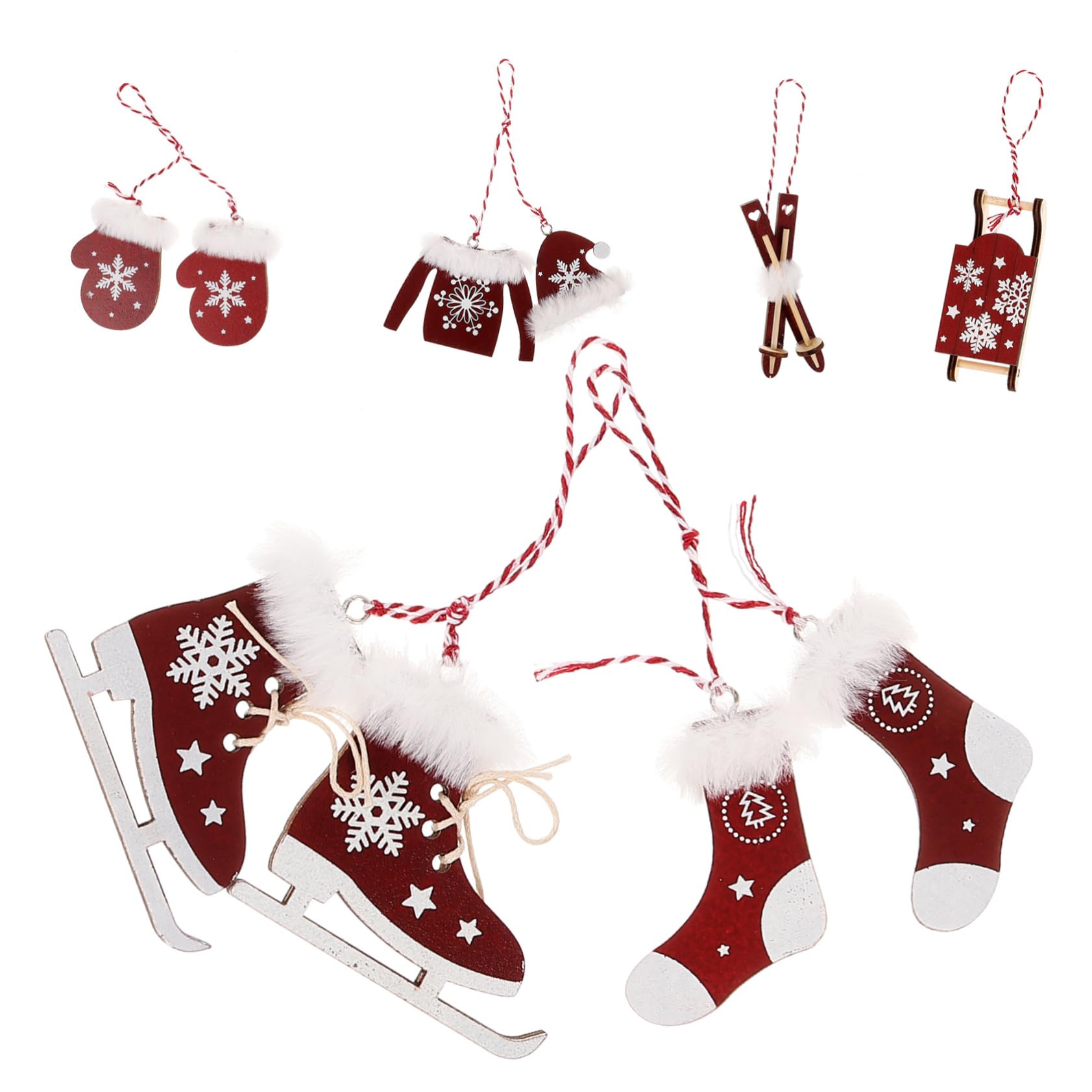 Cabilock 4 Juegos Suministros De Decoración Navideña Colgantes De Esquí. Decoraciones Navideñas Al Aire Arbol De Navidad Colgando Árbol De Navidad Brillo Felpa De Madera 6 Piezas * 4