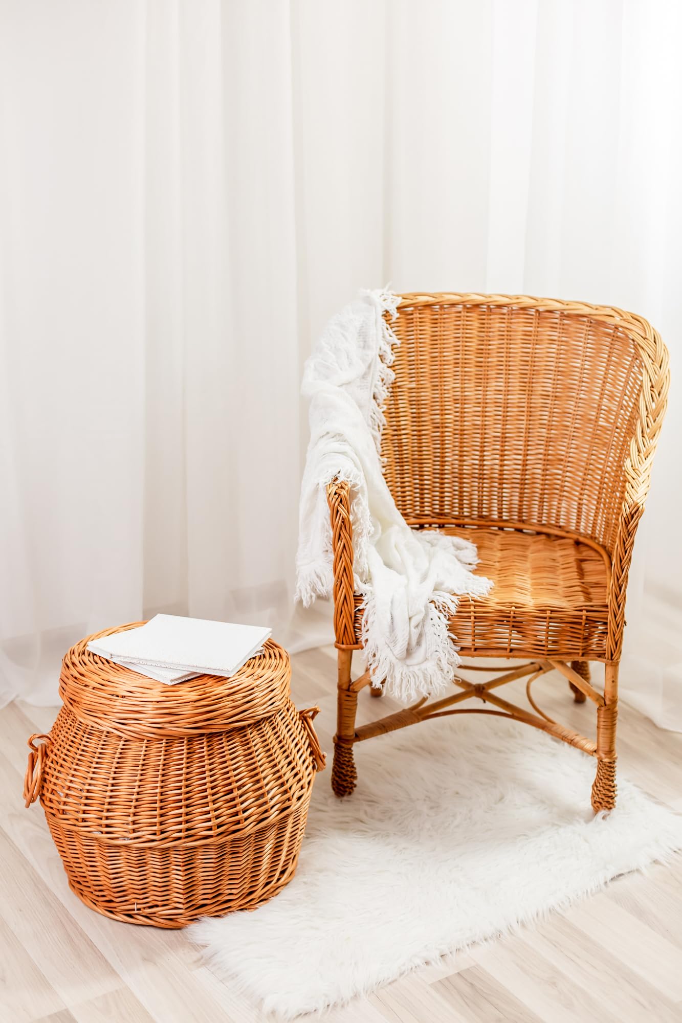Cesto Portabiancheria con Coperchio Naturale Cesto Portabiancheria Vimini Fatto a Mano Cesti Biancheria Sporca 44x34 H52 (naturale)