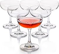 FAWLES Crystal Coupe Glasses Set of 6, 7oz Short Stem Cocktail Glasses for Champagne, Martini, Wine - Dishwasher Safe, Lead-Free