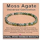 AD Beads Handmade Gemstone Stretch Elastic Bracelet Crystal Healing Reiki Nature\'s Beauty and Spiritual Essence Unisex (4mm, Moss Agate (Universal Connection))