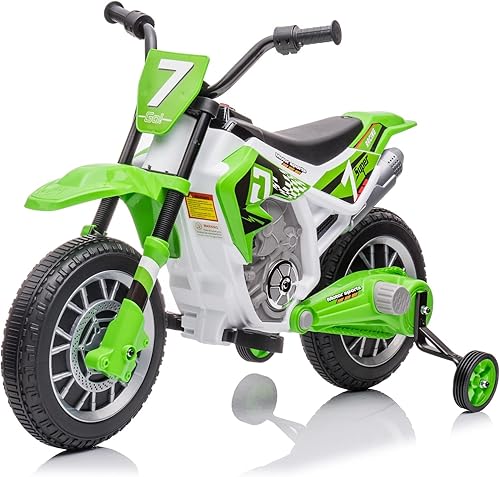AOKOY Motocicleta eléctrica para niños de 12 V con batería eléctrica para niños, juguete de montar motocicleta eléctrica recargable con ruedas de