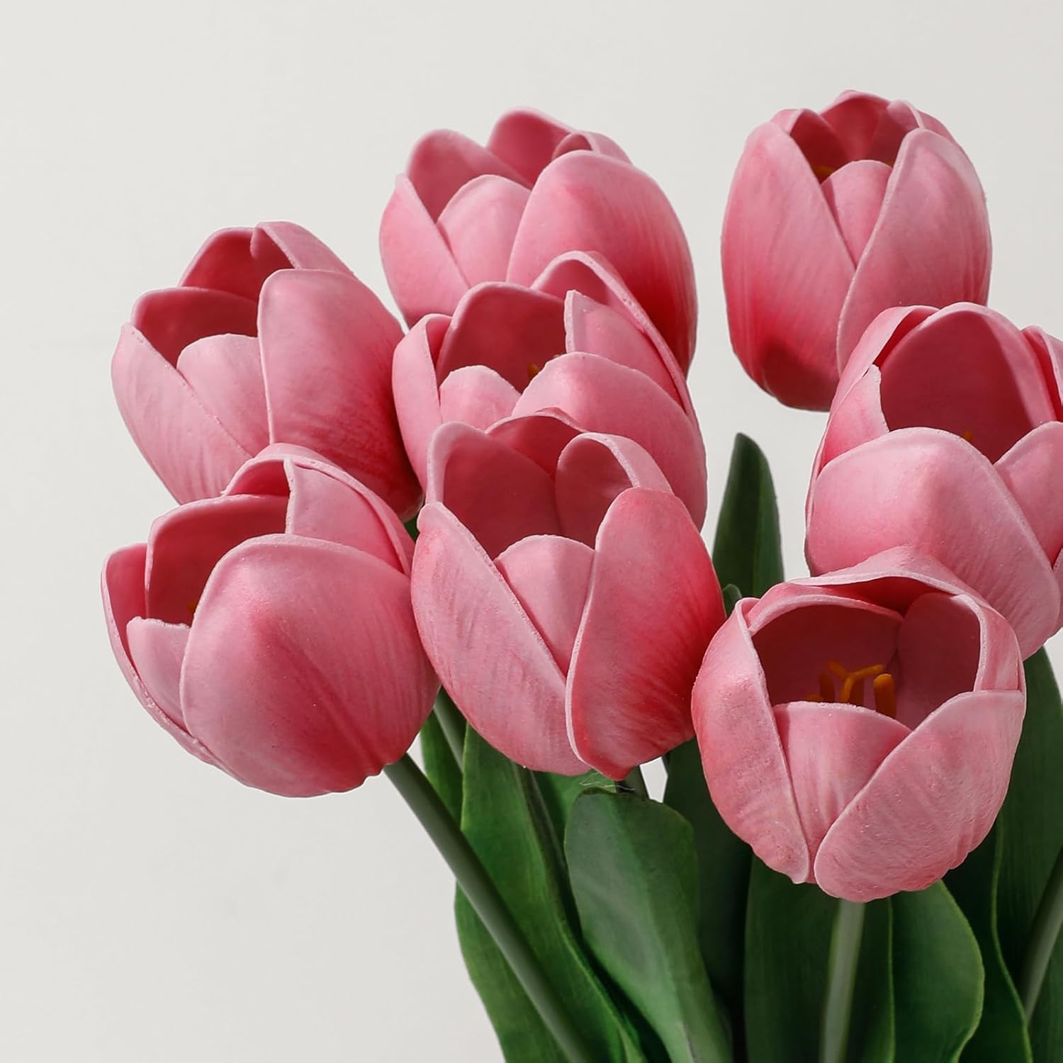 Pink Fake Tulips,18.5" PU Artificial Tulips Flowers for Spring Easter Home Kitchen Wedding Bouquet Bulk Mother's Gift Day Decorations - Image 4