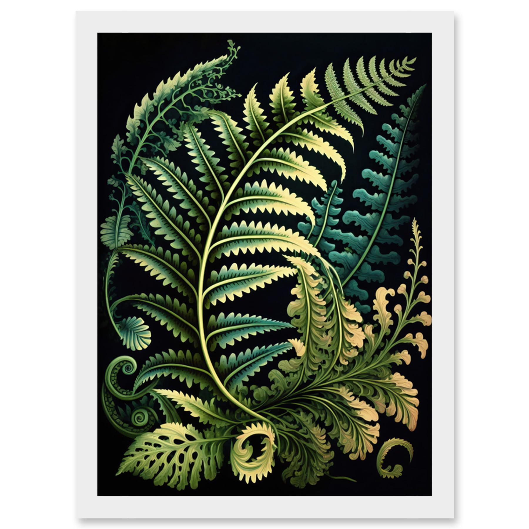 Fern Fronds Ernst Haeckel Style Leaf Illustration Framed Art Picture Print A4