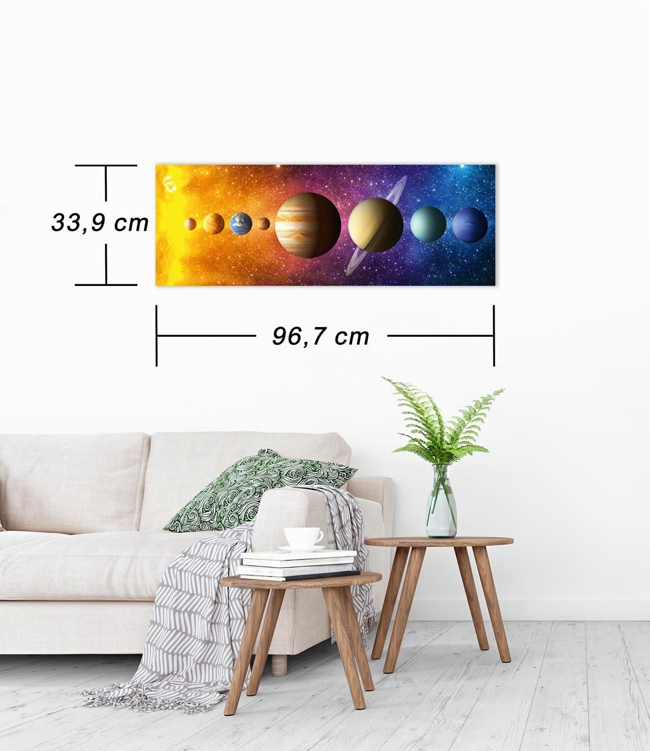 Ulmer Puzzleschmiede - Puzzle panoramique de 1000 pièces « Système solaire » - Soleil, Mercure, Vénus, Terre, Mars, Jupiter, Saturne, Uranus, Neptune - Motif planète avec fond spatial détaillé