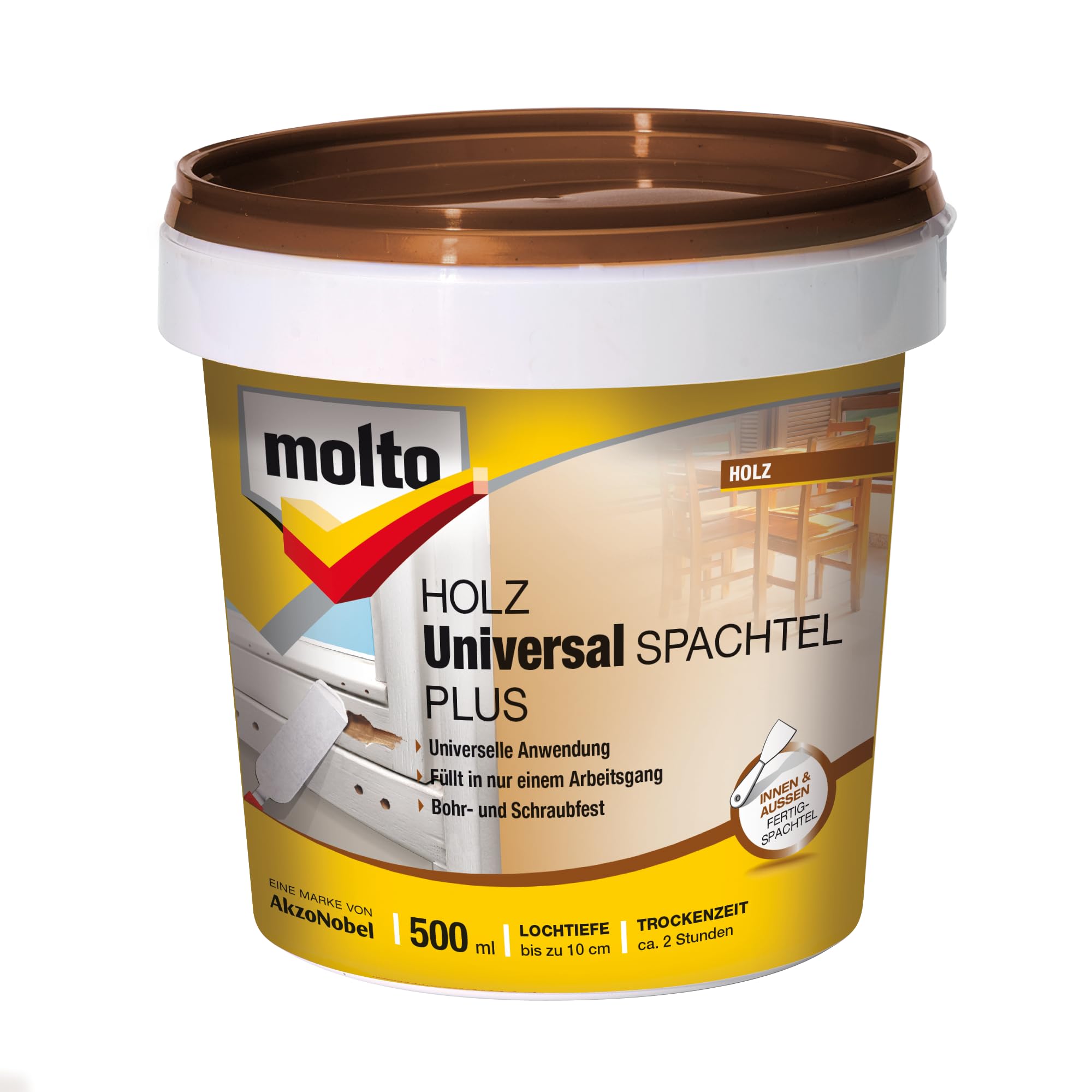 Molto Holzspachtel Plus – Universal Holzspachtelmasse, Premium, Weiß, 500 ml