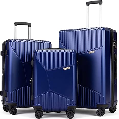 review VLIVE Suitcase with Wheels Set, Expandable Hardshell Luggage Set with TSA Lock, 3 Piece Set (20/24/28) (Deep Blue)