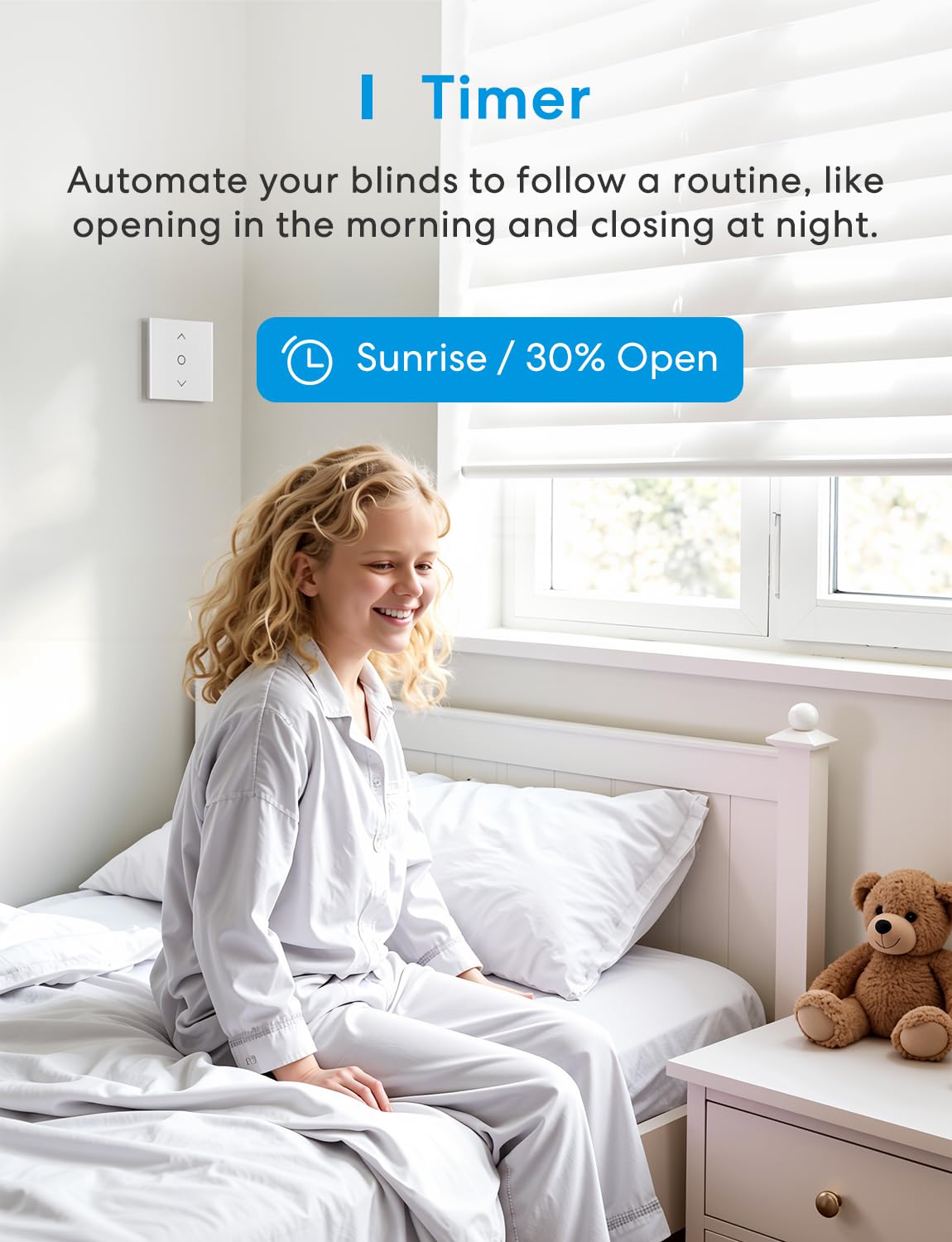 meross Interruttore per tapparelle opaco Smart (cavo neutro necessario), interruttore per tenda compatibile con HomeKit, Alexa e Google Home, controllo percentuale, controllo vocale e telecomando