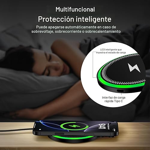 Miniatura 6 de Cargador inalámbrico Samsung con almohadilla de carga rápida para Galaxy S25 UltraS24 PlusS24 FES24UltraS23+S22S21S20, cargador de teléfono