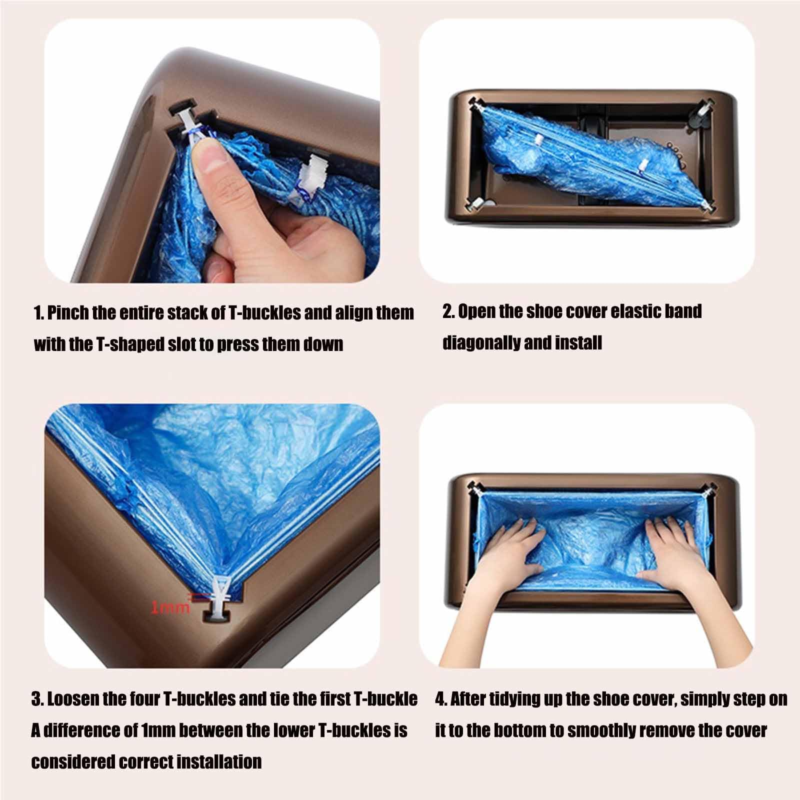 Marrone, Macchina Automatica Intelligente Portatile per Copriscarpe, Impermeabile e Antiscivolo, con Fascia Elastica in plastica, Stabile e Resistente, Adatta ai supermercati