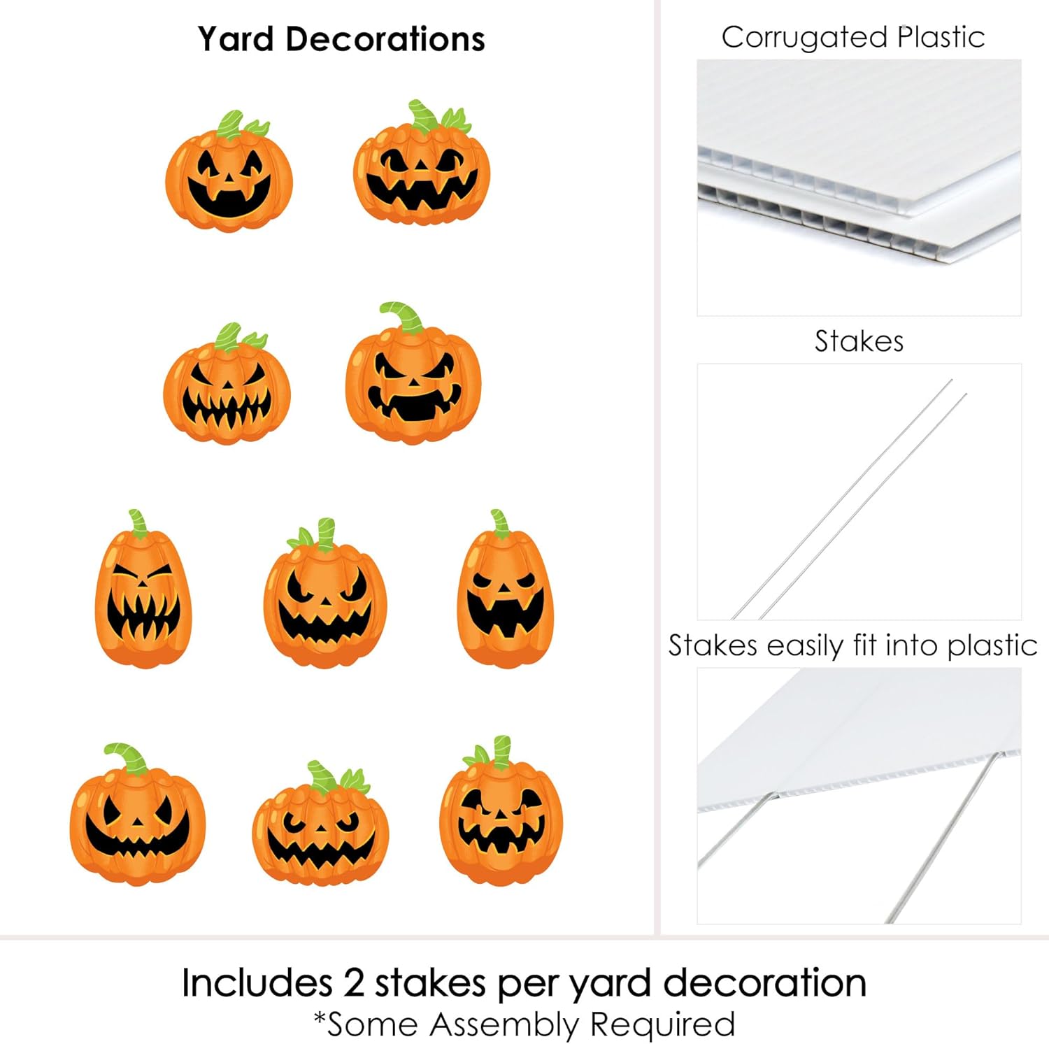 Big Dot of Happiness Halloween Pumpkins - Lawn Decorations - Outdoor Jack-O'-Lantern Party Yard Decorations - 10 Piece