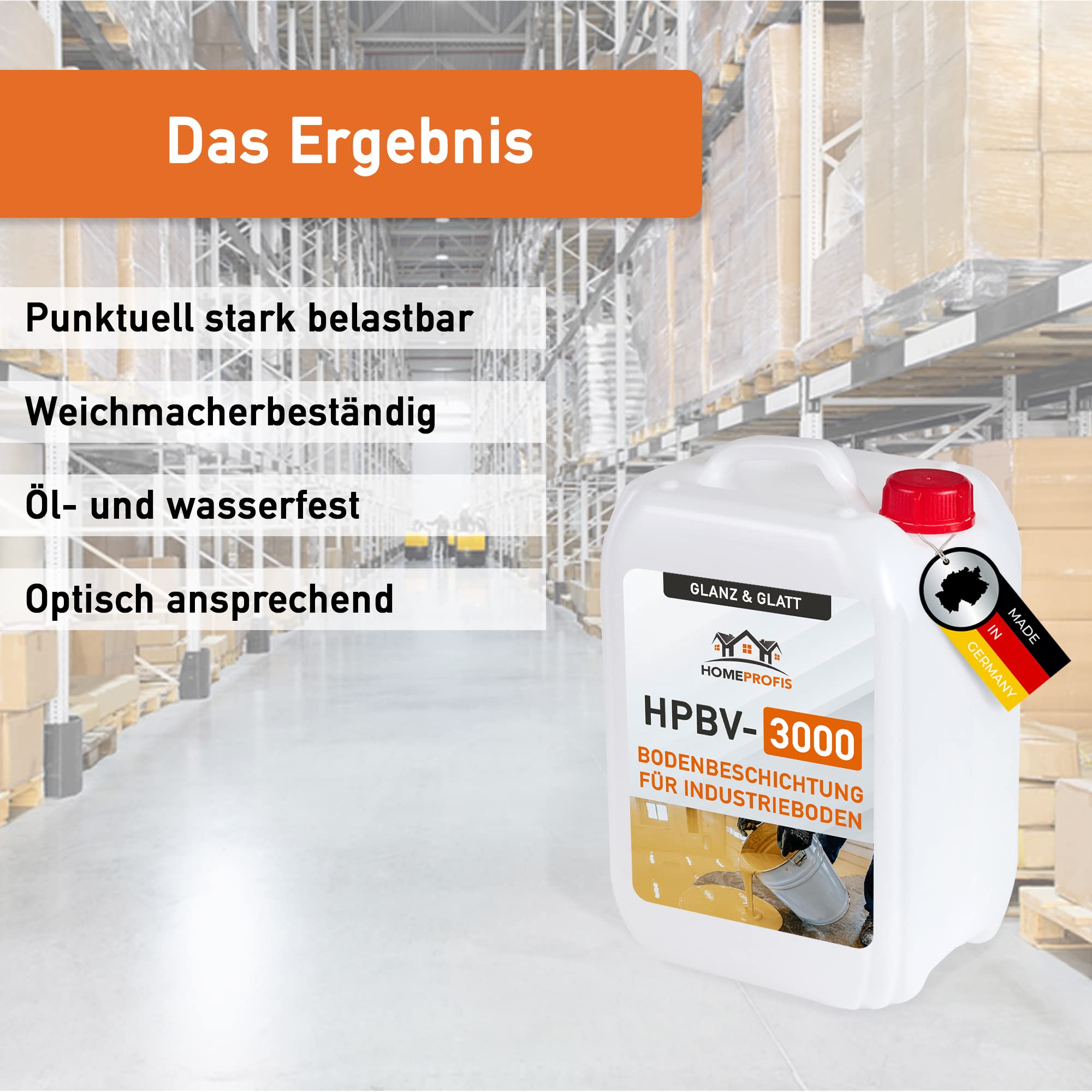 Home Profis® HPBV-3000 Dickbeschichtung für Werkstatt & Industrie (2,5m²) in RAL 7001 Silbergrau – 2K Epoxidharz Bodenfarbe, stark belastbar, wasserdicht Verlaufsbeschichtung, Gießharz