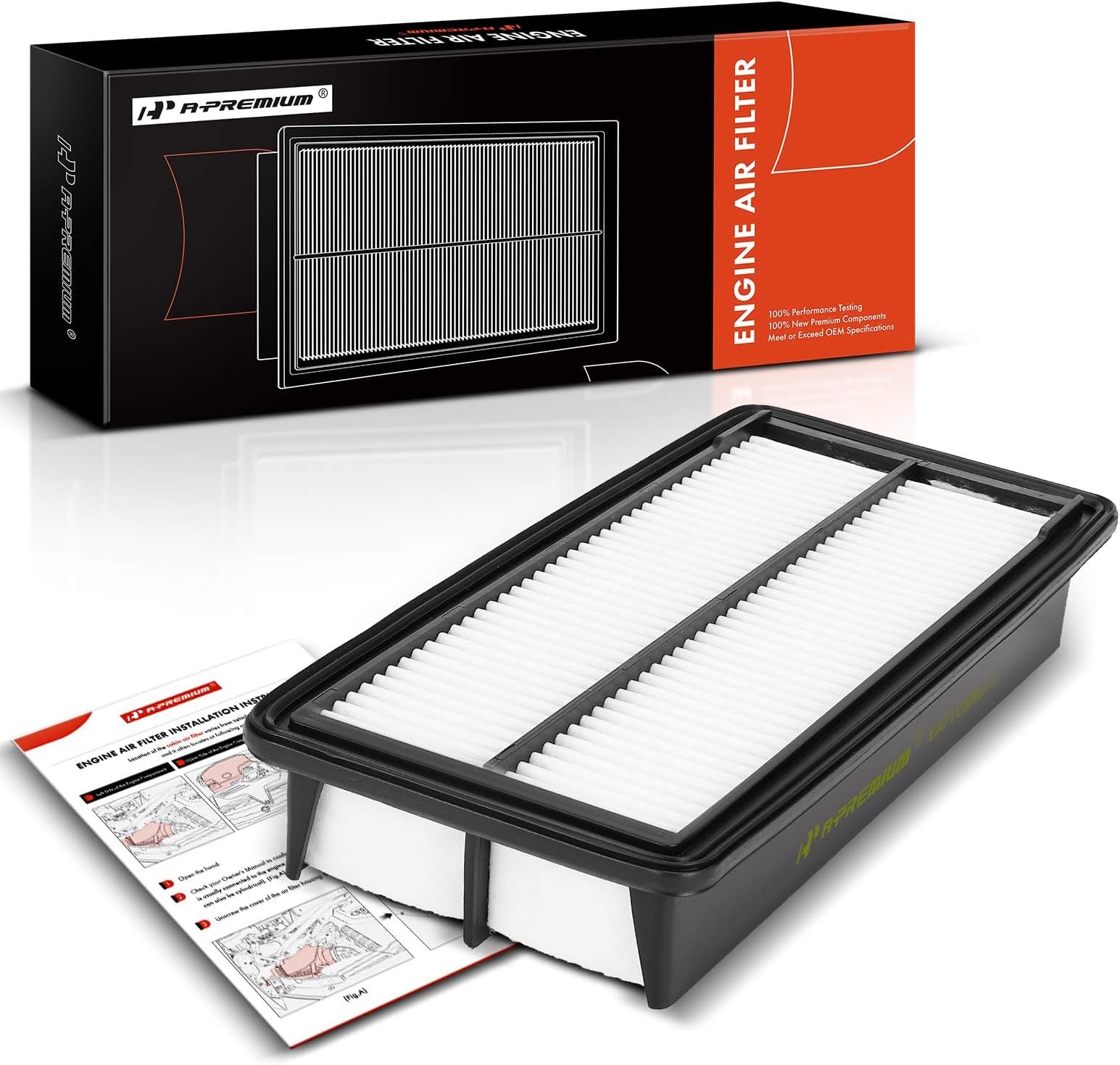 A-Premium Engine Air Filter Compatible with Acura RL 2009 2010 2011 2012 3.7L, Replace# 17220-RKG-A00, 17220RKGA00