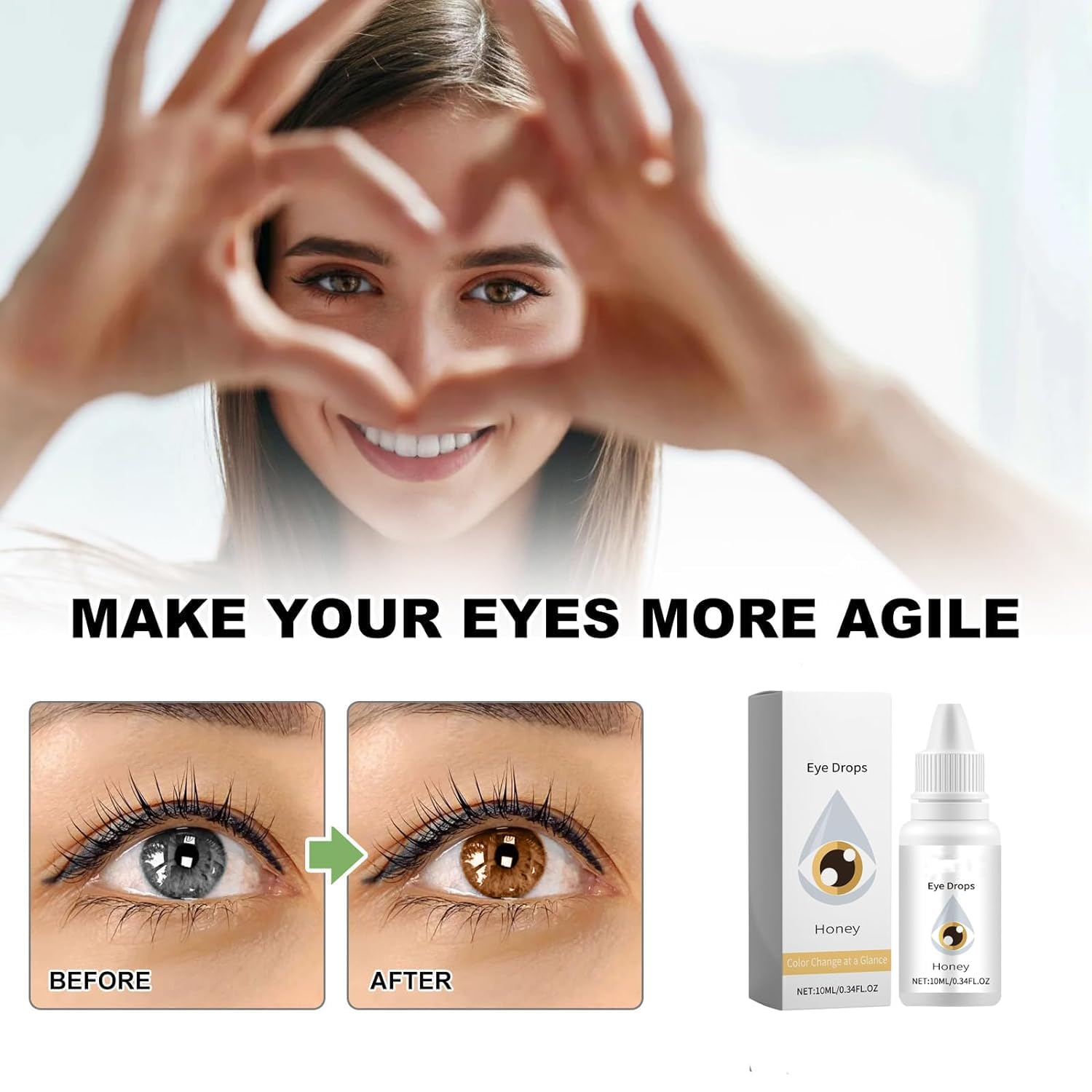 Nurbini Irisink Lot de 4 gouttes pour les yeux, amélioration et changement de couleur des yeux en 2 heures