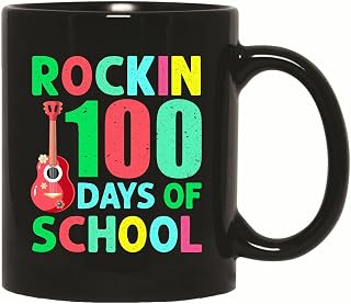 Cool Color Guitar Gift for Elementary Music Teachers Celebrate 100 Days of School 11oz 15oz Black Coffee Mug