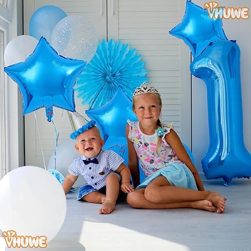 Miniatura 2 de Globos de estrella azul de 18 pulgadas, 10 unidades de globos metálicos de aluminio de helio de Mylar en forma de estrella azul para decoraciones de
