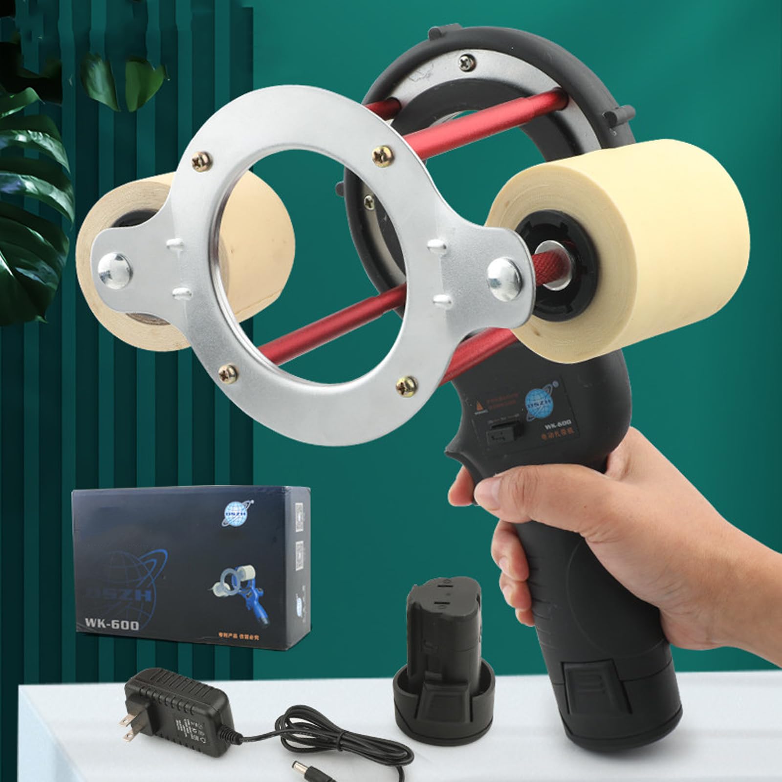 QYLTTDM Portable Taping Winding Machine, Handheld Electric Cable Wrapping Machine, 27W Portable Air Conditioner Tape Wrapping Machine, 70-380 RPM Adjustable Speed, for Wire Harness & Hose Protection