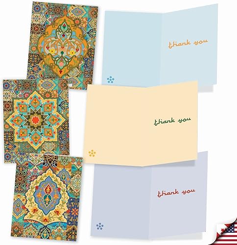 Miniatura 4 de The Best Card Company - 10 tarjetas de agradecimiento coloridas con sobres de 4 x 5.12 pulgadas, patrones fascinantes de colores brillantes,