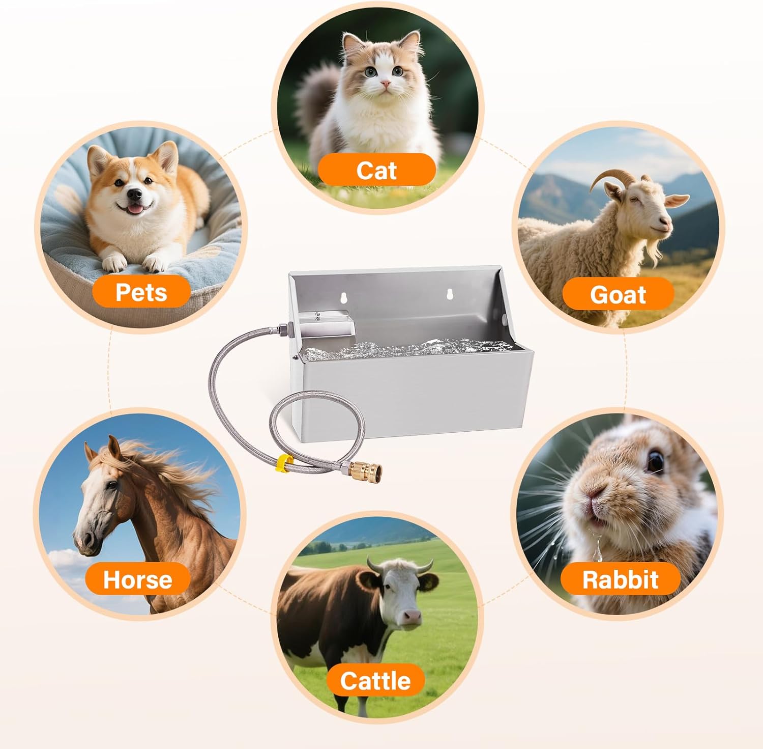 PAUQEWIE 2Gal Automatic Dog Water Bowl Dispenser Auto Fill Dog Waterer Outdoor Livestock Water Trough Drinking Feeder for Large Breed Dogs Chicken Cat Horse Poultry Farm Animal