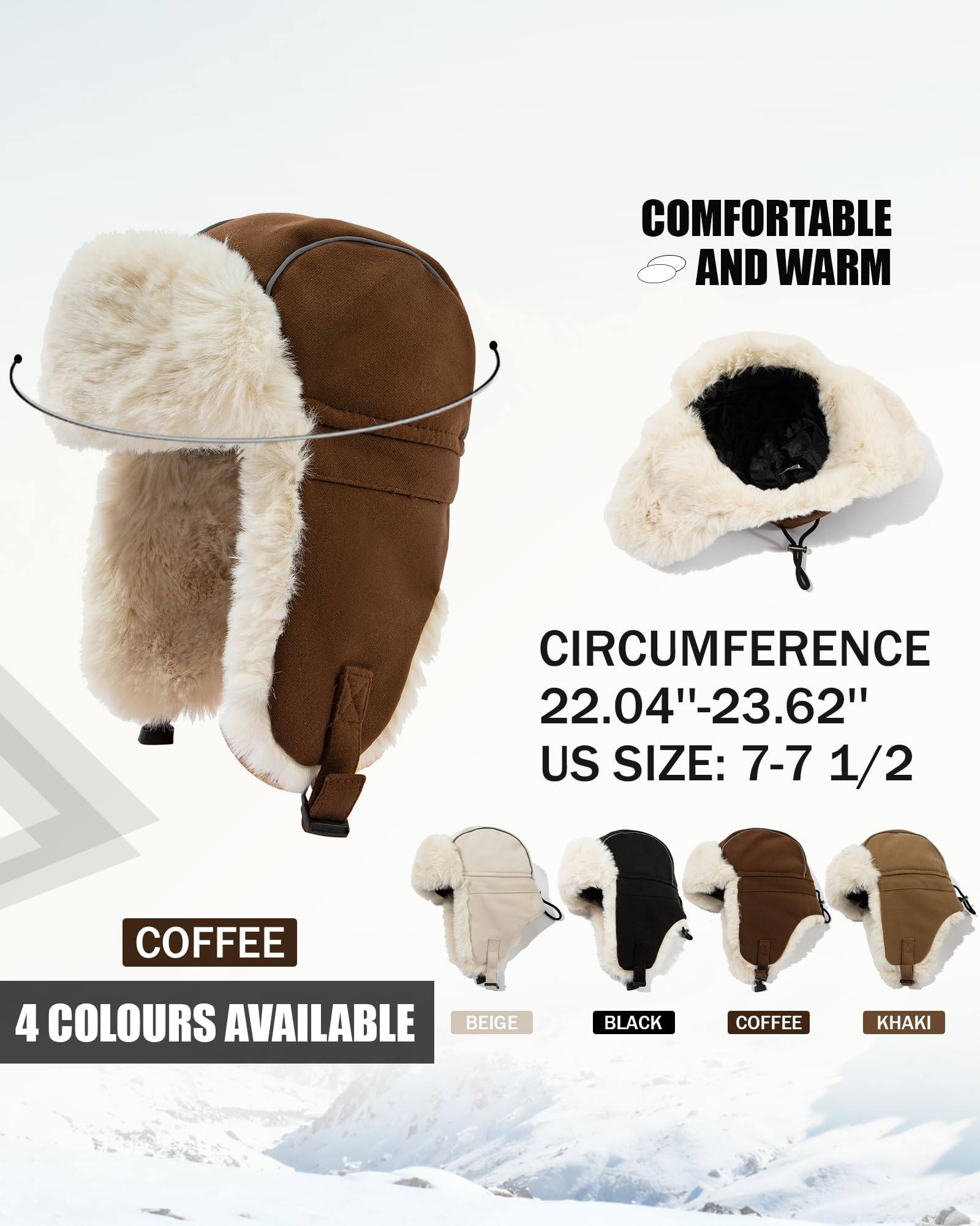 czapka, Czapki zimowe męskie traper trooper eskimo czapka pilota awiatora nauszniki ciepłe(CDUKPL2404Coffee)