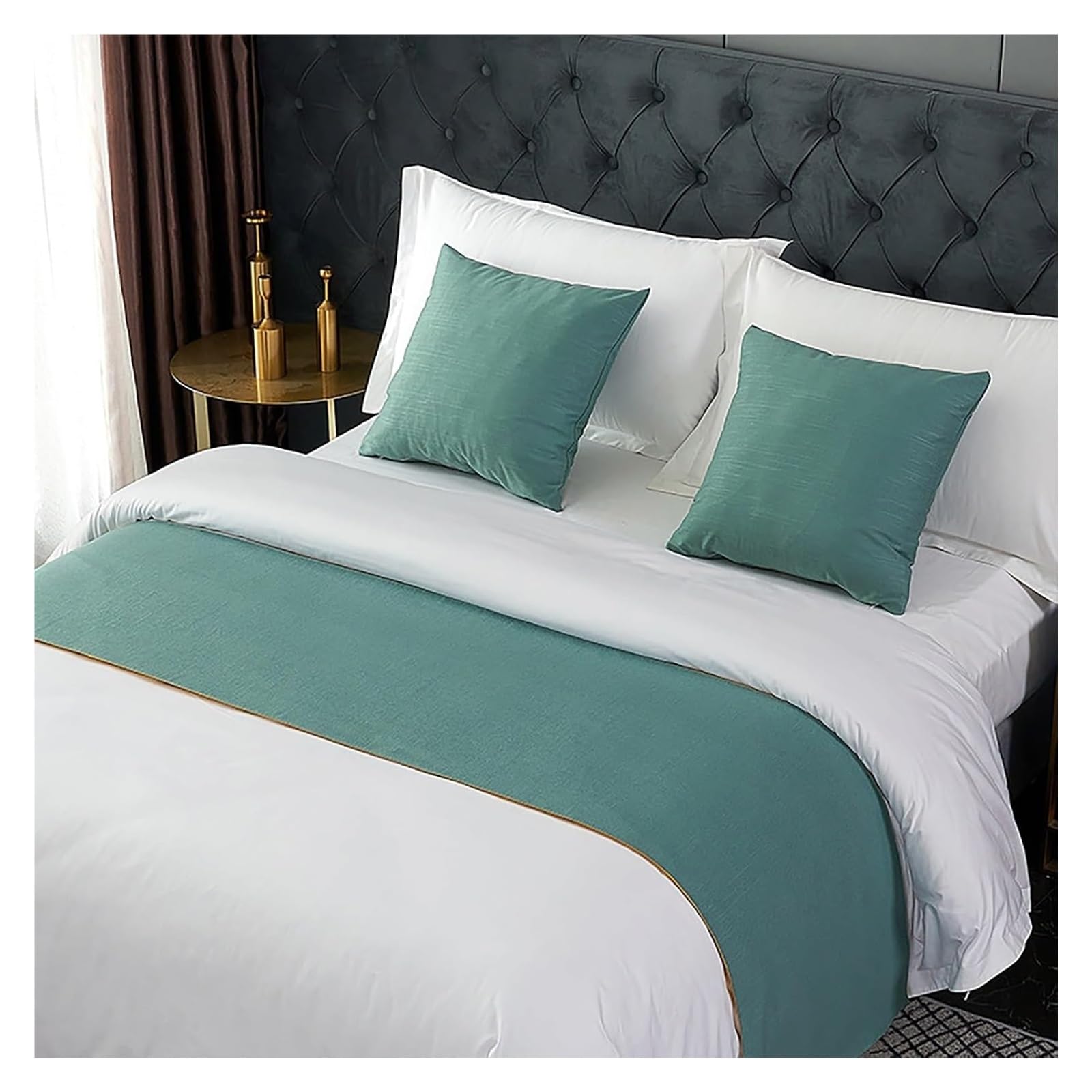 JFGCTYHXY Bed linen throws, Bed Runners & Scarves Solid Single Layer End Scarf, Modern Style(Green 2,50 * 240cm for 180cm Bed)