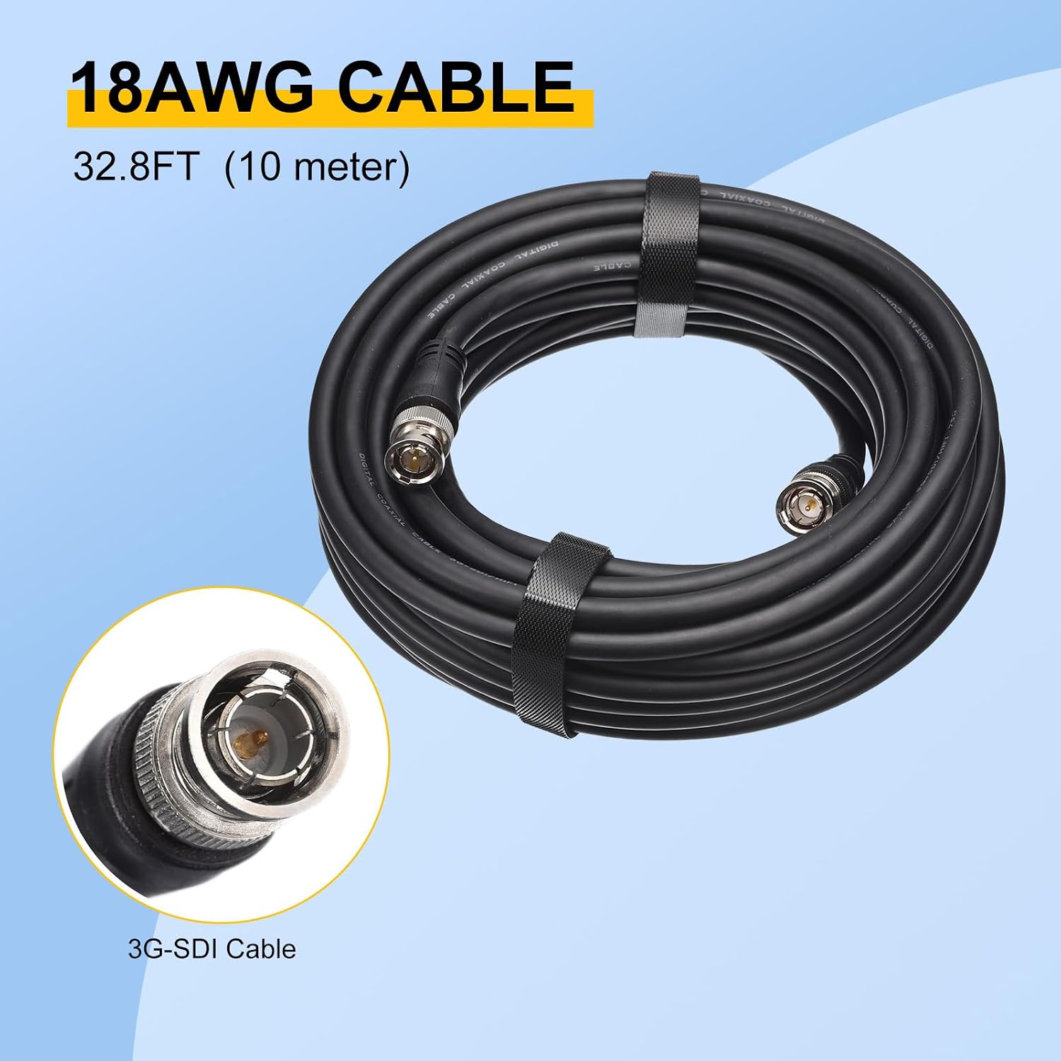 MECCANIXITY 32.8FT 3G-SDI Cable, HD-SDI Video Cable 75 Ohm RG6 BNC Cable 18AWG Cable Wire Supports HD-SDI/3G-SDI for Camera Surveillance CCTV System