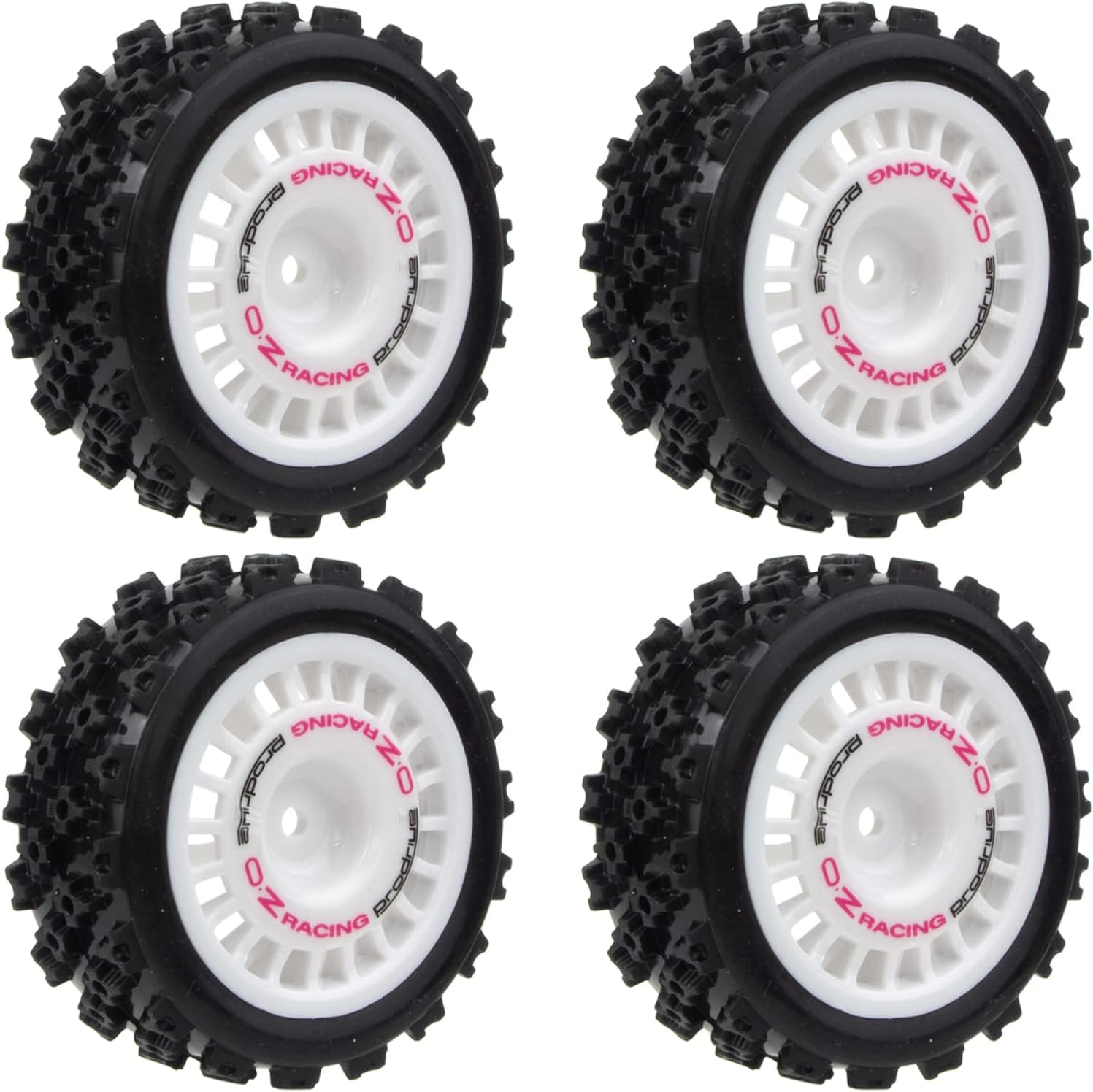 1/10 RC Rally Car Wheels Rims & Rubber Tires 12mm Hex Drive Hub for Tamiya TT-01 TT-02 TT-01E XV-01 DF-03 HPI HSP (White)