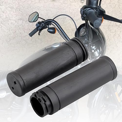 Miniatura 3 de 1 par de manillar de goma negro de 1 "0.984 in para Harley Road King Electra Glide Sportster XL 1200 883 Dyna Softail Fat Boy